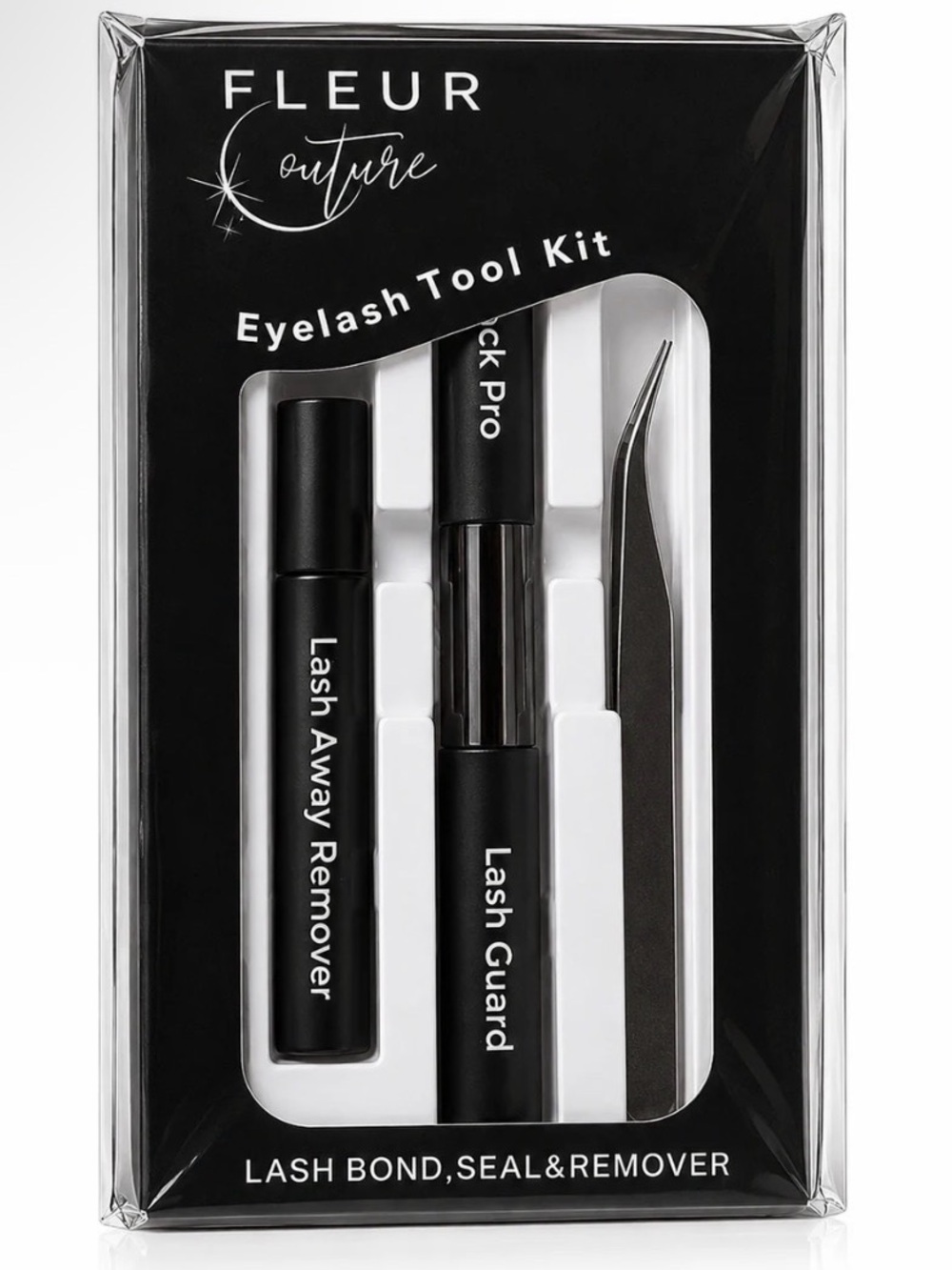 Black Eyelash Tool Kit – Lash Guard, Remover & Tweezers